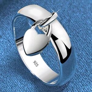 Silver Heart Charm Ring